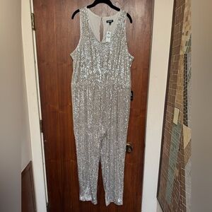 Express Silver/Gold Sequin Jumpsuit